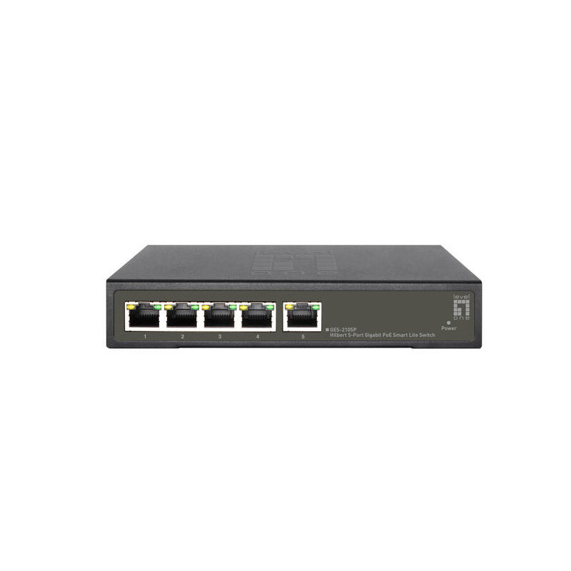 Switch semigestionable level one hilbert 4p poe 10/100/1000 60w + 1p 10/100/1000 carcasa metalica