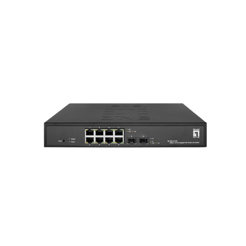 Switch semigestionable level one hilbert 8p poe 10/100/1000 130w +2p sfp 10/100/1000 carcasa metalic