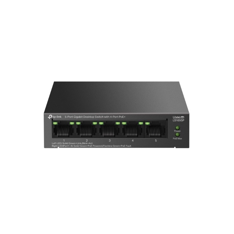 Switch no gestionable tp-link ls105gp litewave 5p giga sobremesa carcas de metal 4p poe+