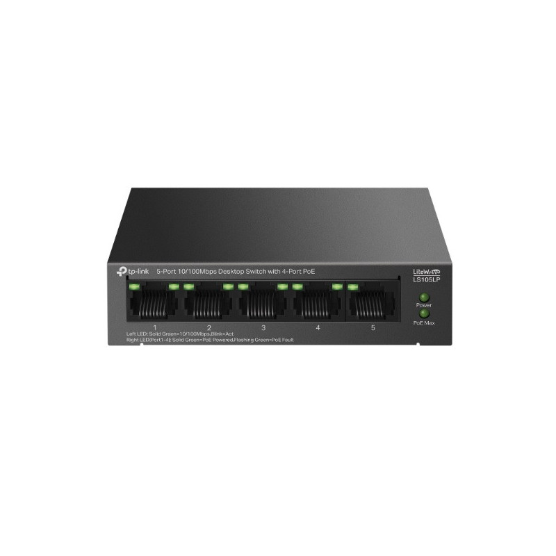Switch no gestionable tp-link ls105lp litewave 5p 10/100 4p poe+ sobremesa carcasa metal no rack