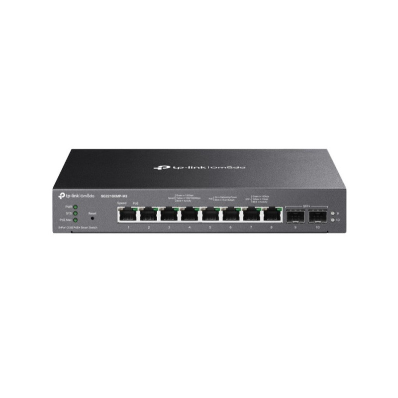 Switch semigestionable tp-link sg2210mp-m2 10p 8p poe+ 2.5gbs + 2p 10g sfp+ total 160w poe
