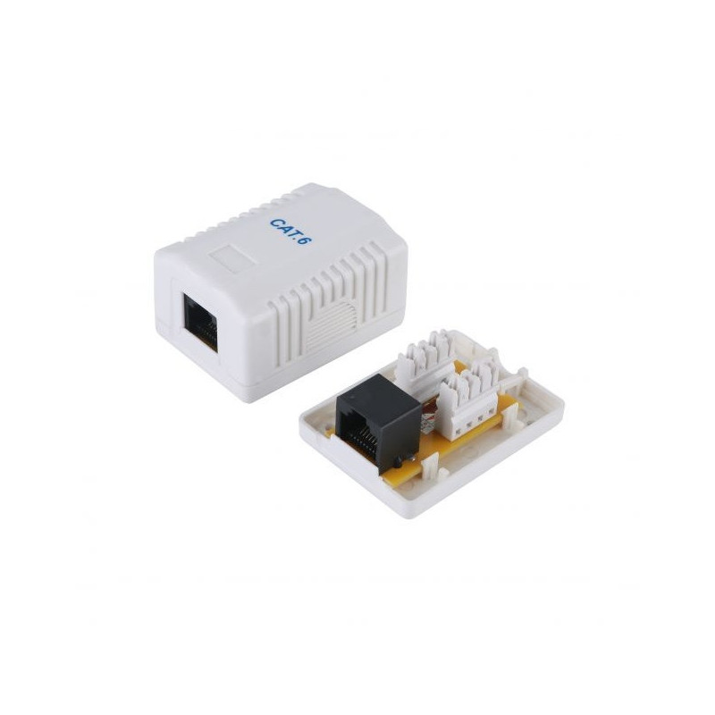 Roseta de superficie categoria 6 1 hembra rj45 color blanco