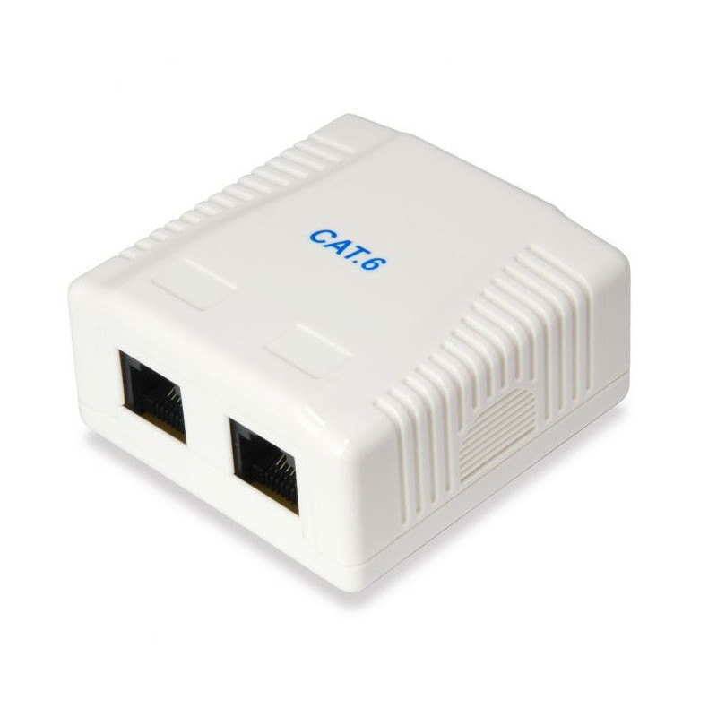 Roseta de superficie categoria 6 2 hembras rj45 color blanco