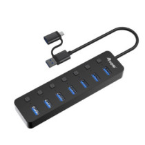 Hub usb equip life 128965 7 puertos usb-a 3.2 gen1 con interruptor led 5v/2a incluye adaptador a usb