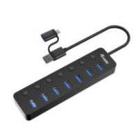 Hub usb equip life 128965 7 puertos usb-a 3.2 gen1 con interruptor led 5v/2a incluye adaptador a usb