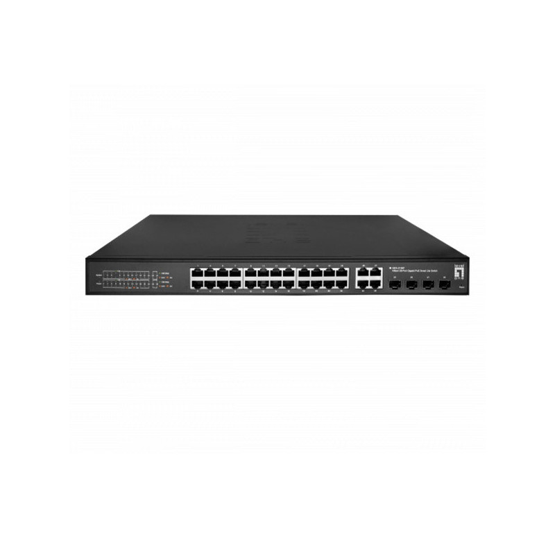 Switch semigestionable level one hilbert 24p poe 10/100/1000 380w +4p sfp combo 10/100/1000 carcasa