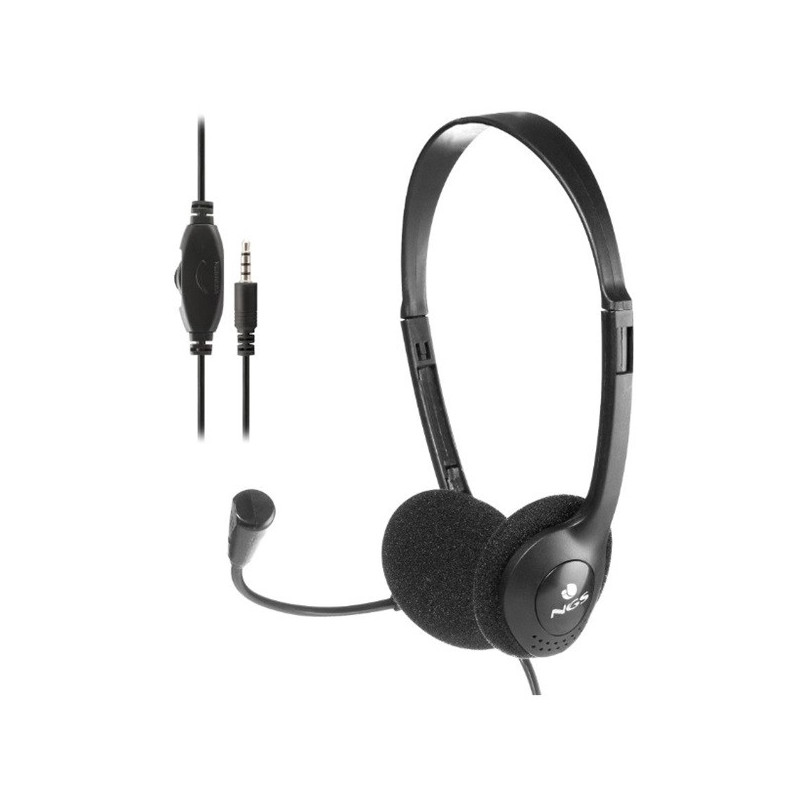 Headset ngs ms103 max con microfono y control de volumen jack 3.5 cable de 1.5m