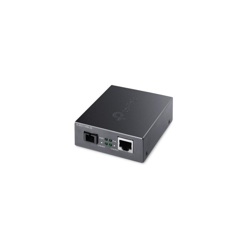 Convertidor de fibra tp-link fc111pb-20 single-mode sc wdm bidireccional de 1p rj45 10/100 poe a 1p