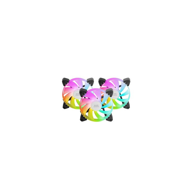 Kit 3xventilador interno argb mars gaming mf-3a kit black 12x12cm argb rainbow
