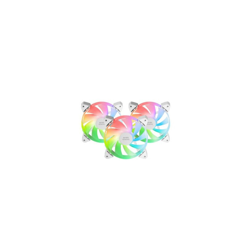Kit 3xventilador interno argb mars gaming mf-3a kit blanco 12x12cm argb rainbow