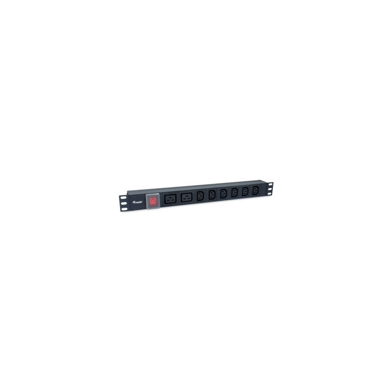 Regleta alimentacion aluminio rack 19\ 1u 6 tomas iec c13 + 2 tomas iec c19 con interruptor"