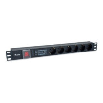 Regleta alimentacion aluminio rack 19\ 1u 6 tomas  con interruptor  proteccion de voltaje y filtro"