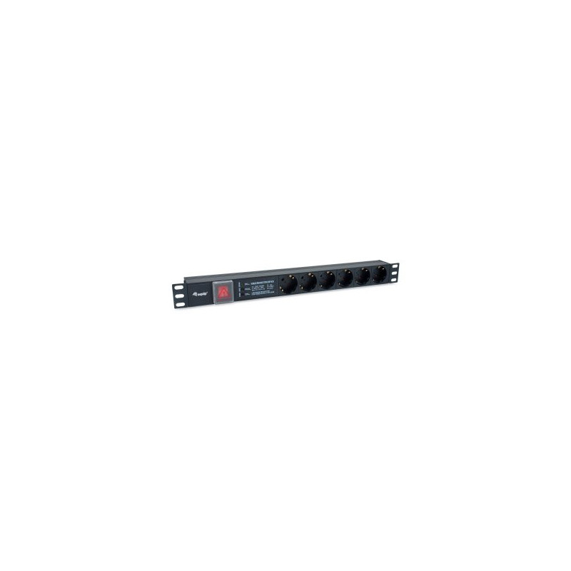Regleta alimentacion aluminio rack 19\ 1u 6 tomas  con interruptor  proteccion de voltaje y filtro"
