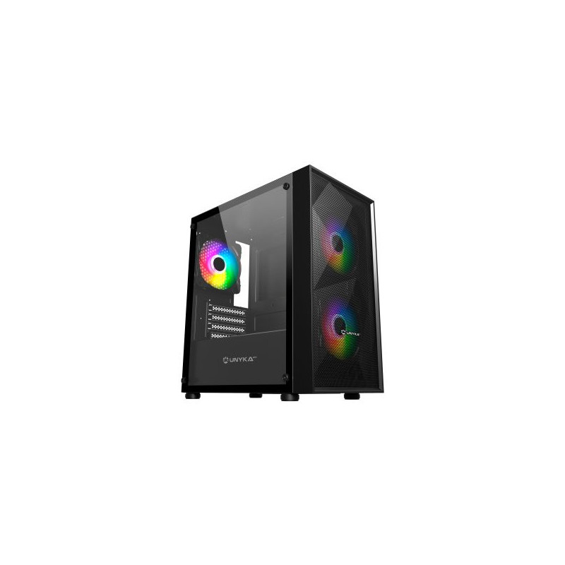 Caja microatx unyka mir b200 black vidrio templado lateral 3vent argb de140mm 3,5\ / 2,5\"          "