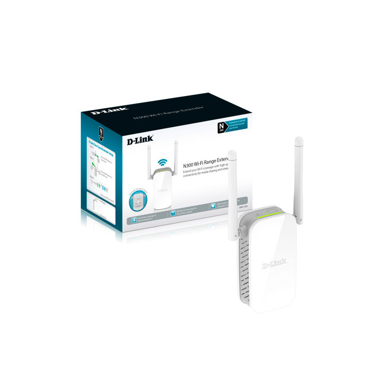 Range extender wifi d-link dap-1325 interior 300mb 1pto lan wps 2 antenas externas fijas qrs mobile