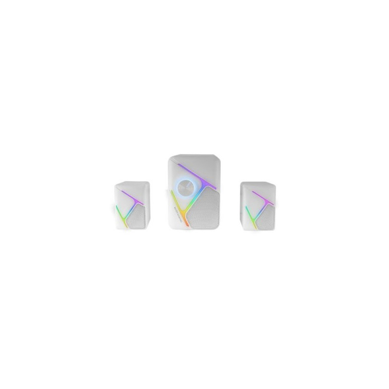 Altavoces 2.1 mars gaming rgb dinamico 35w 3d surround blancos control de volumen alim. usb jack 3.5