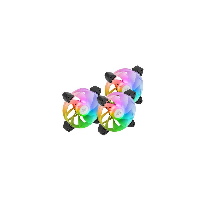 Kit 3xventilador interno argb mars gaming mf-3ar kit negro 12x12cm argb rainbow aspas invertidas