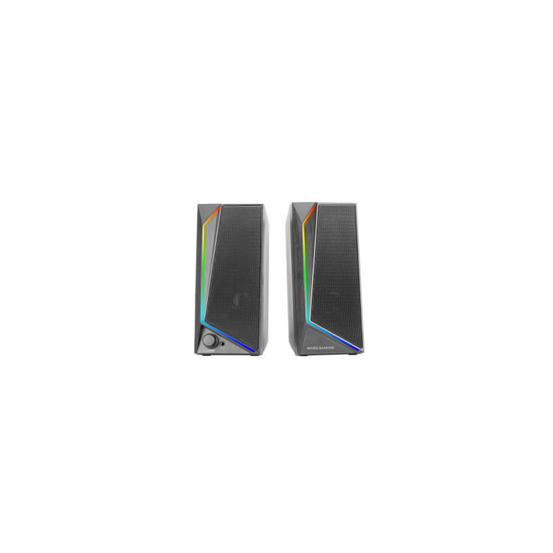 Altavoces 2.0 mars gaming ms72 black 15w jack 3.5mm iluminacion rgb control de volumen entrada jack