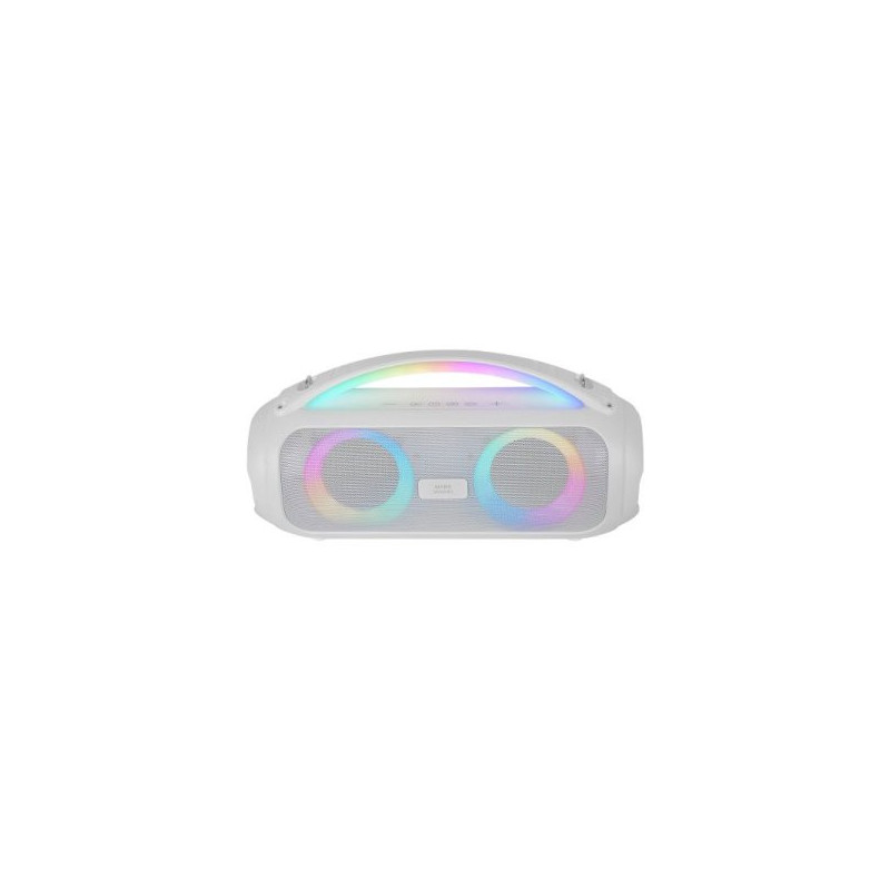 Altavoz bluetooth portable mars gaming mspulsew blanco 50w ultrabass rgb bat. 8h bt usb aux fm