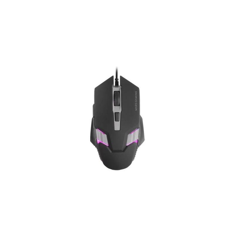 Mouse mars gaming mm024 rgb flow 4000 dpi ajustable 6 botones mecanicos huano color negro