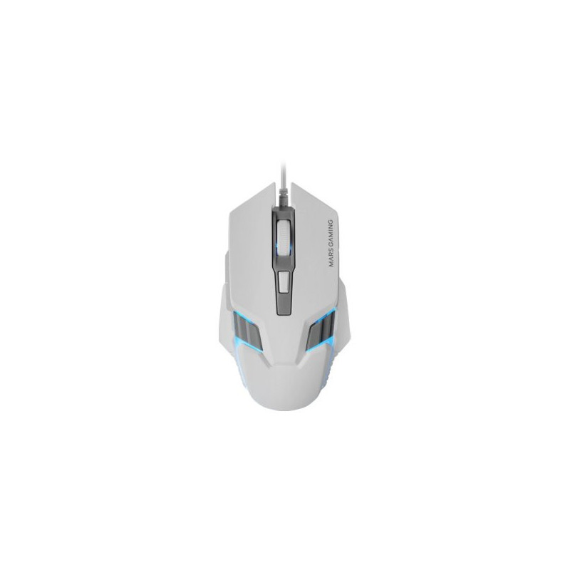 Mouse mars gaming mm024w rgb flow 4000 dpi ajustable 6 botones mecanicos huano color blanco