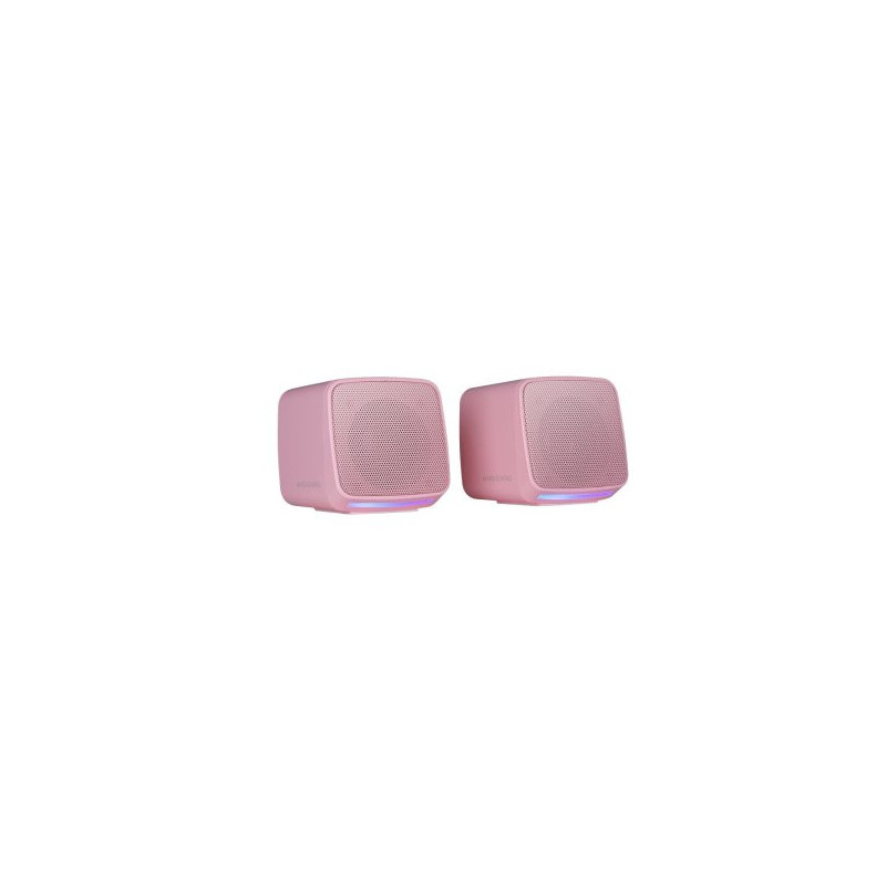 Altavoces 2.0 mars gaming msprop rosa 10w usb + jack control de volumen rgb