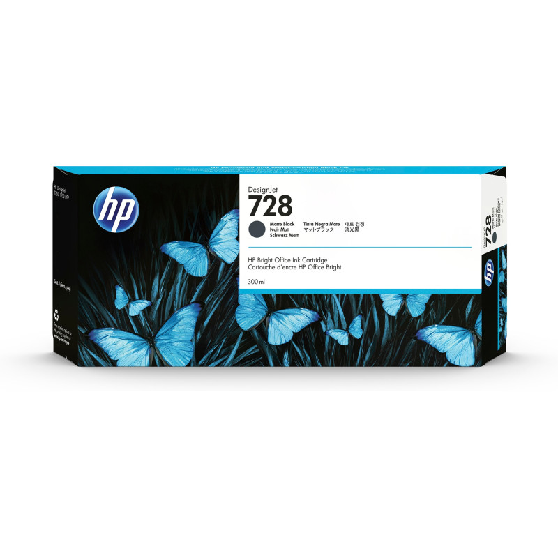 Tinta original hp n728 negro mate f9j68a 300ml
