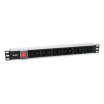 Regleta alimentacion aluminio rack 19\ 1u 12 tomas iec c13 con interruptor cable 1.8m"