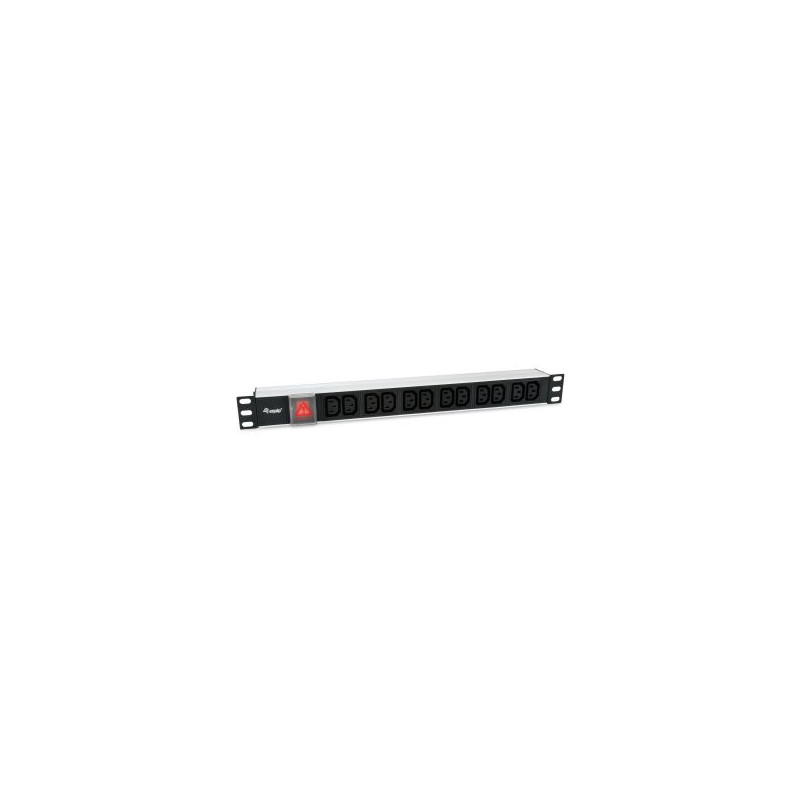 Regleta alimentacion aluminio rack 19\ 1u 12 tomas iec c13 con interruptor cable 1.8m"