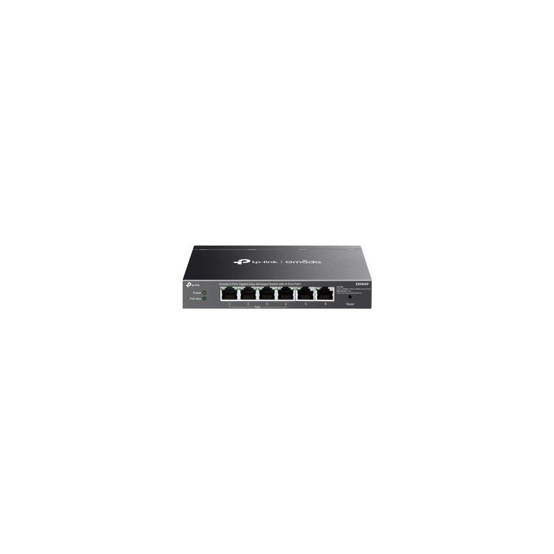 Switch semigestionable tp-link omada es206gp 6p 4xlangb poe+ 2xlangb 65w total metal