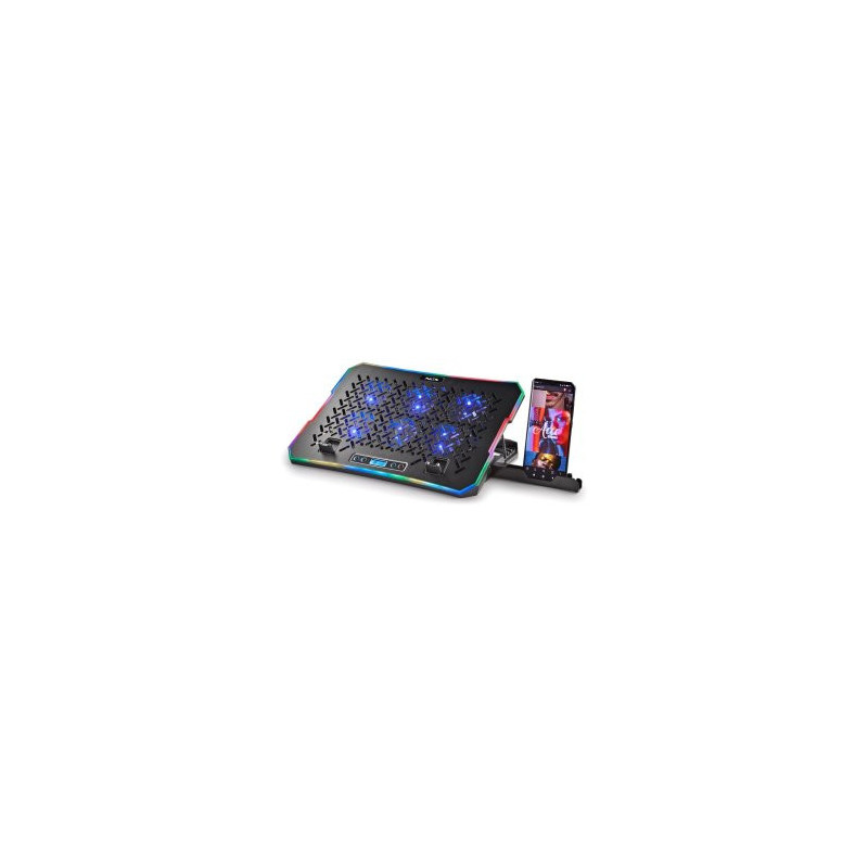 Base de refrigeracion para portatiles ngs hero stand hasta 15,6\ 6 ventiladores pantalla lcd soporte"