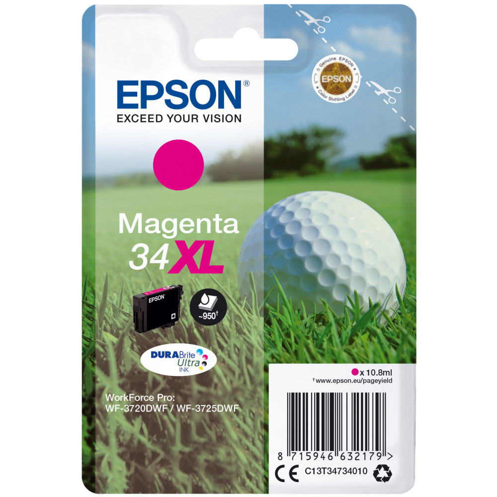 Tinta original epson t3473 xl magenta c13t34734010 16.3m