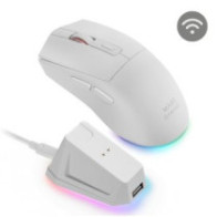 Mouse mars gaming wireless y bluetooth mmt3 rgb base de recarga magnetica 14400 dpi color blanco