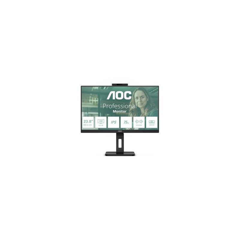 Monitor 24\ dp hdmi aoc 24p3qw ips fhd 1ms 75hz 2x5w webcam hub usb vesa 100x100 negro"