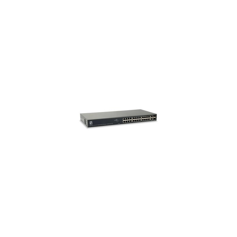 Switch semigestionable level one gep-2651 26p 24xgb poe 2xgb rj45/sfp 185w carcasa metalica