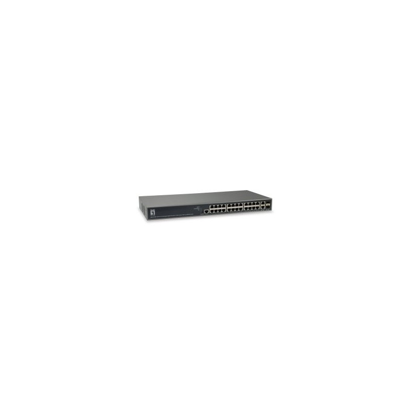 Switch gestionable levelone l3 gep-2682 26p 24xgb poe 2x rj45/sfp 370w
