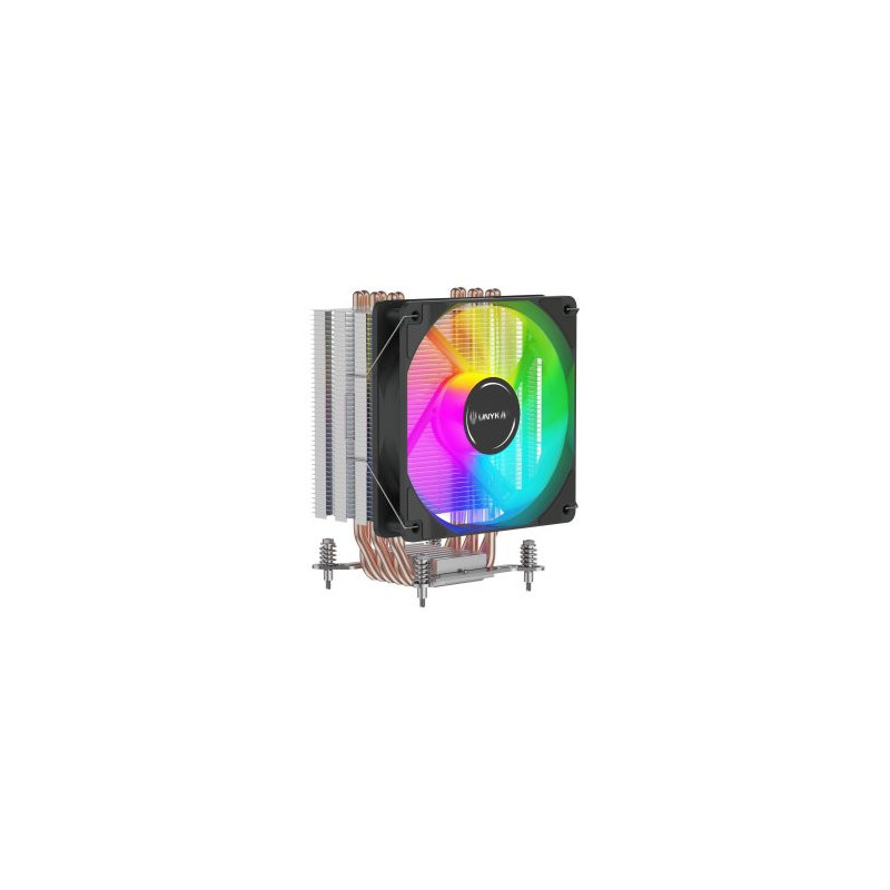 Ventilador con disipador para cpu unyka unycool h60 argb 9 aspas 120mm compatible todo intel + am4