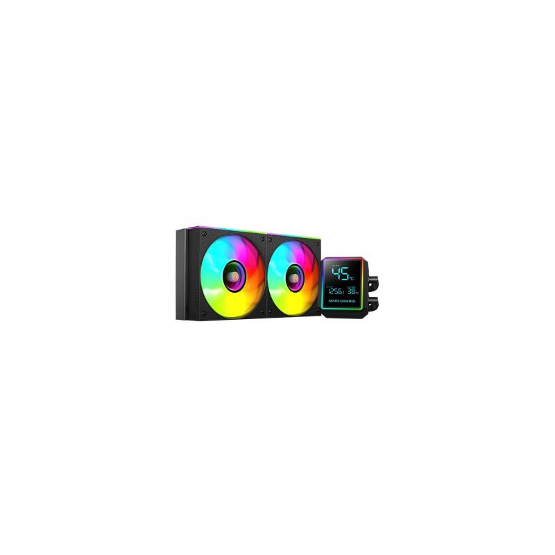Sistema de refrigeracion liquida mars gaming mllcdpro240 2x120mm argb 500w tdp pantalla lcd negro