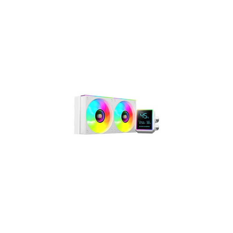 Sistema de refrigeracion liquida mars gaming mllcdpro240w 2x120mm argb 500w tdp pantalla lcd blanc