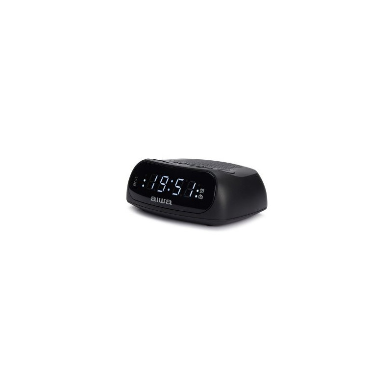 Radio despertador aiwa cr-09j am/fm doble alarma bateria de respaldo negro