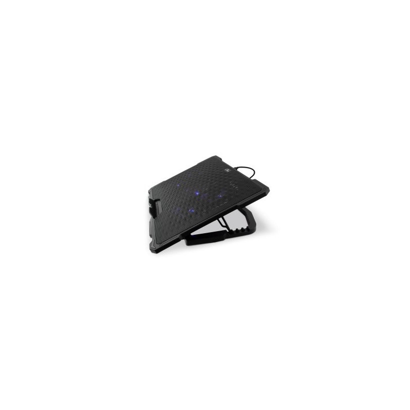 Base de refrigeracion para portatiles coolbox hasta 17\ 5 ventiladores regulables led azul 4 alturas"