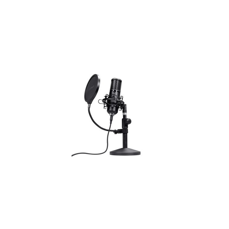 Microfono trust usb gxt 269 emita ii cardioide soporte metal antivibracion mute negro