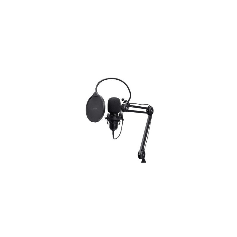 Microfono trust usb gxt 270 emita ii cardioide brazo ajustable antivibracion mute negro