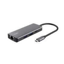 Hub usb-c trust dalyx 6 en 1 aluminio 1xhdmi 4k 2xusb-a 3.2 1xusb-c pd 100w lector sd microsd