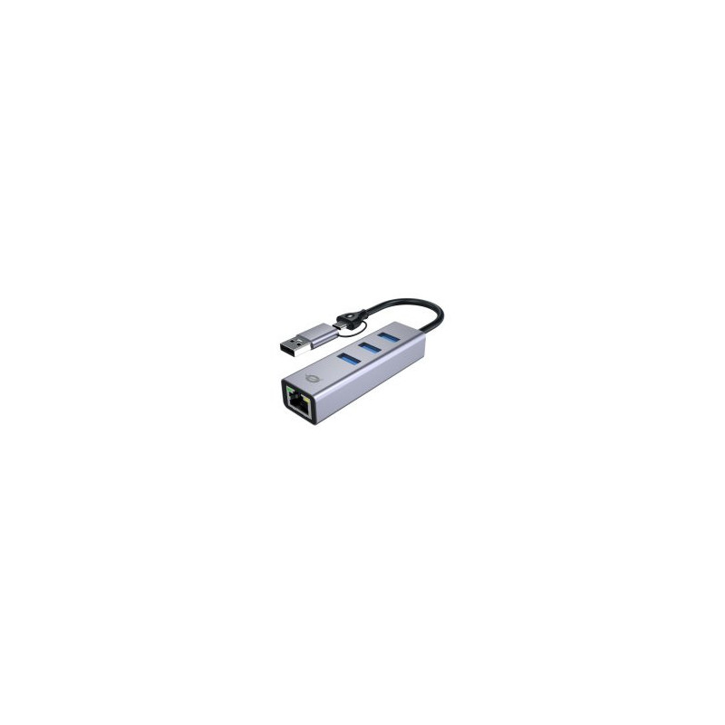 Adaptador usb-c/usb-a ethernet rj45 conceptornic abby25f con hub usb 3,2 x3 puertos