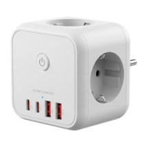 Powercube mars gaming md-cube20w 4 usb 3 tomas de corriente. regleta color blanco
