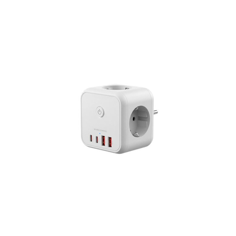 Powercube mars gaming md-cube20w 4 usb 3 tomas de corriente. regleta color blanco