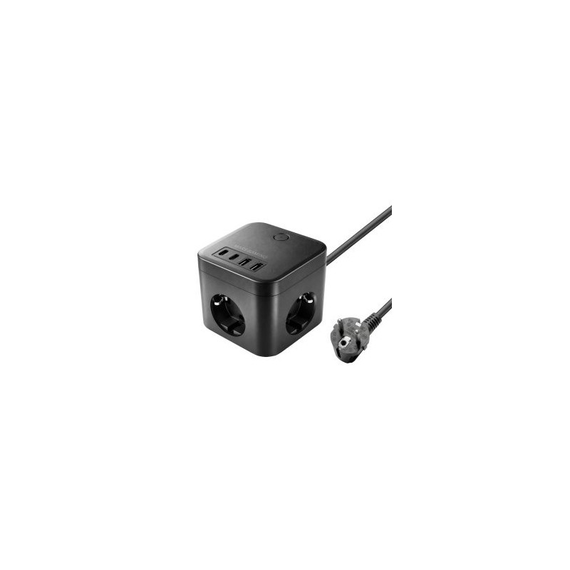 Powercube mars gaming md-cube35 4 usb 3 tomas de corriente con cable 1.8m regleta color negro