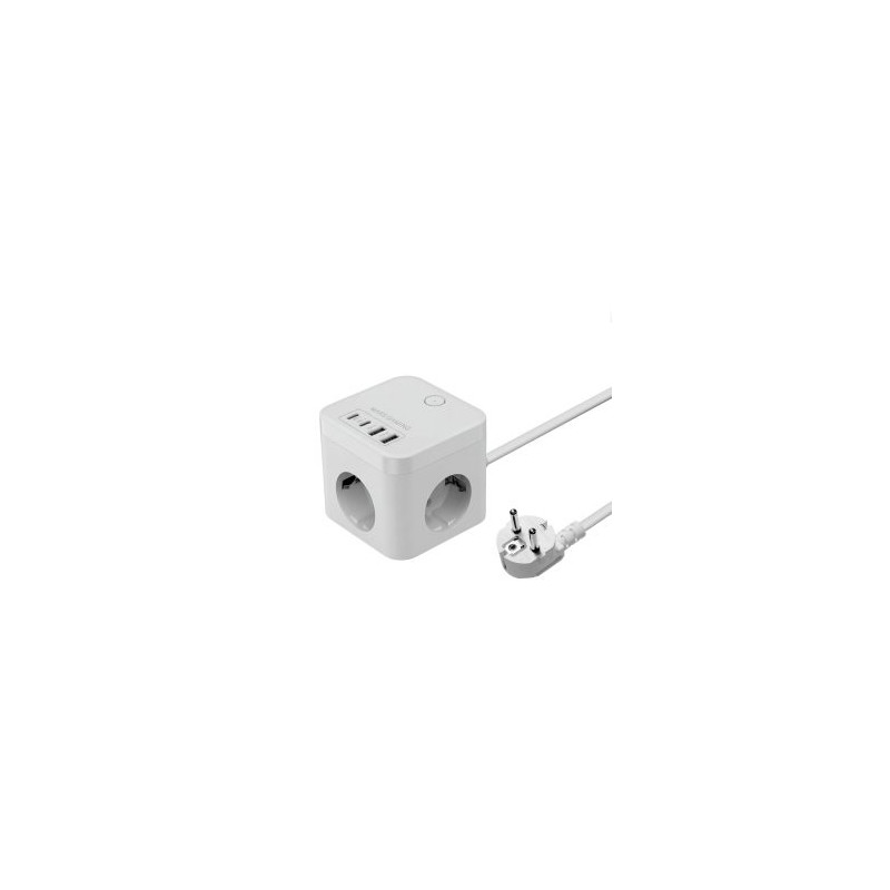 Powercube mars gaming md-cube35w 4 usb 3 tomas de corriente con cable 1.8m regleta color blanco