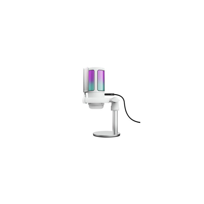Microfono trust gxt 238w auron gaming usb iluminacion led patron cardioide tripode blanco